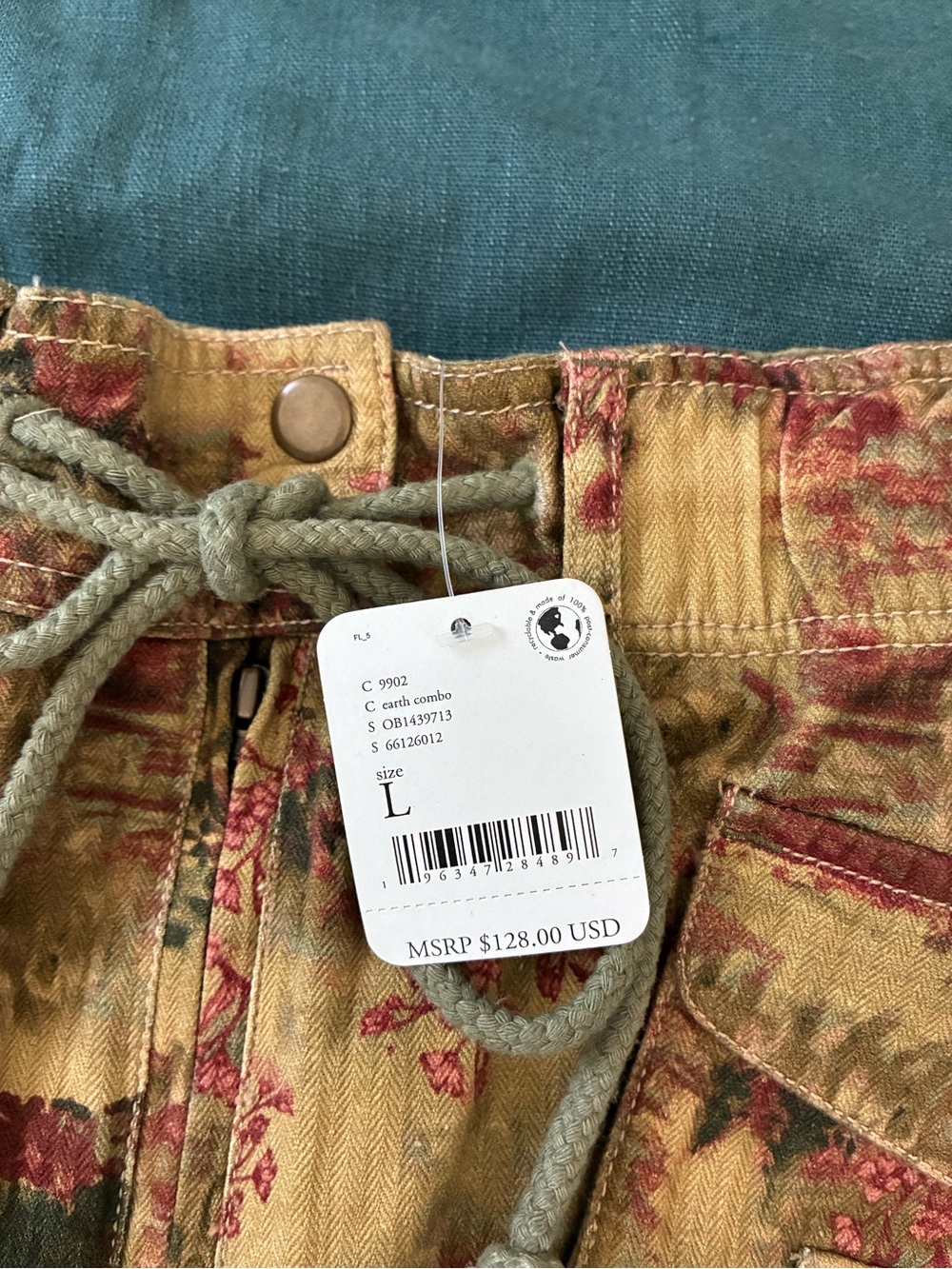 Free People Camo & Floral Print Drawstring Women's Shorts - Picture 2 of 4